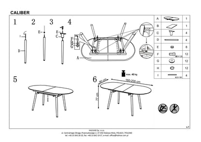 Kitchen Table Caliber | size: Length: 90cm, Width: 200cm, Height: 76cm | color: White/Oak | image: 10 | variant: 1011246