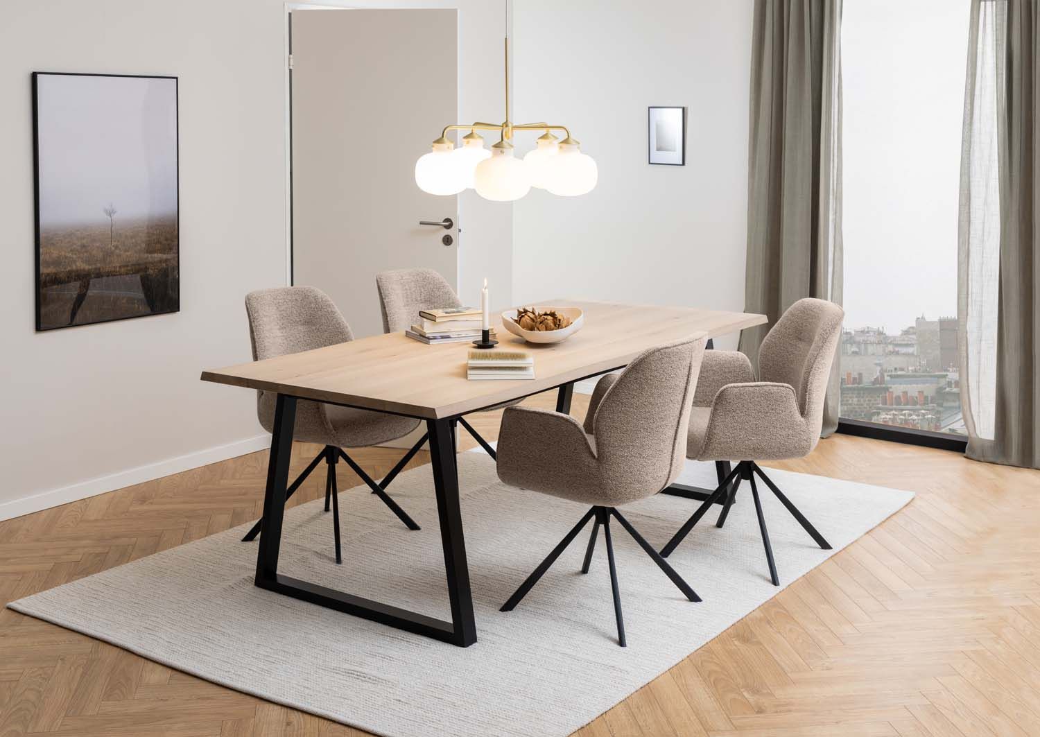 Kitchen Table Catania | size: Length: 100cm, Width: 220cm, Height: 75cm | color: Beige | image: 4 | variant: 1006505