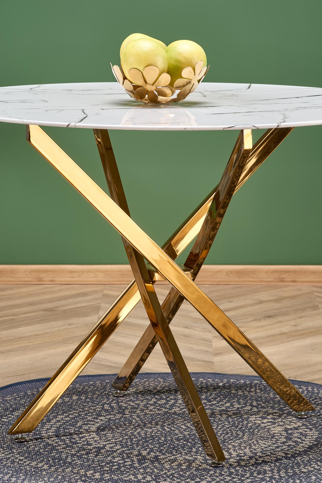 Kitchen Table Chennai | size: Length: 100cm, Width: 100cm, Height: 73cm, Diameter: 100cm | color: White/Marble/Gold | image: 2 | variant: 1003205
