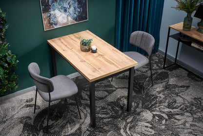 Kitchen Table Cobalt | size: Length: 68cm, Width: 120cm, Height: 77cm | color: Black/Oak | image: 3 | variant: 1012025