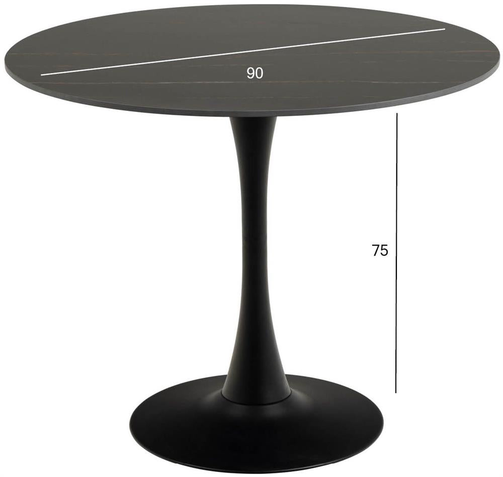 Kitchen Table Cobham | size: Length: 90cm, Width: 90cm, Height: 75cm, Diameter: 90cm | color: Black | image: 2 | variant: 1001570