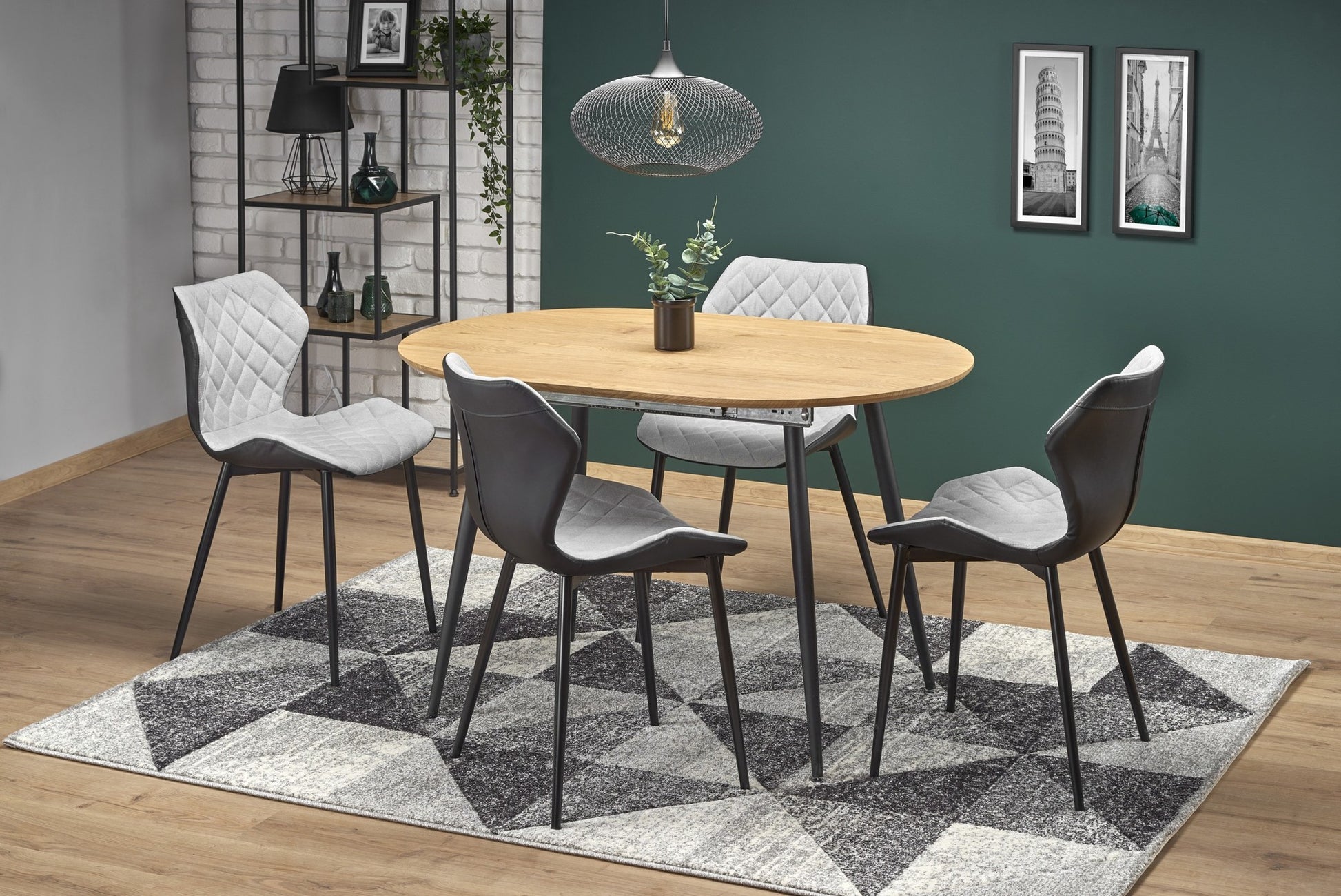 Kitchen Table Colorado | size: Length: 80cm, Width: 160cm, Height: 74cm | color: Black/Oak | image: 5 | variant: 1011229