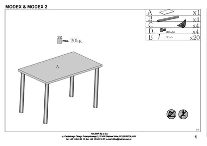 Kitchen Table Dakar | size: Length: 68cm, Width: 120cm, Height: 75cm | color: White/Black | image: 5 | variant: 1003228