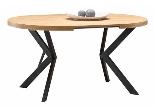 Kitchen Table Dallas | size: Length: 100cm, Width: 250cm, Height: 75cm, Diameter: 100cm | color: Black/Oak | image: 1 | variant: 1003232