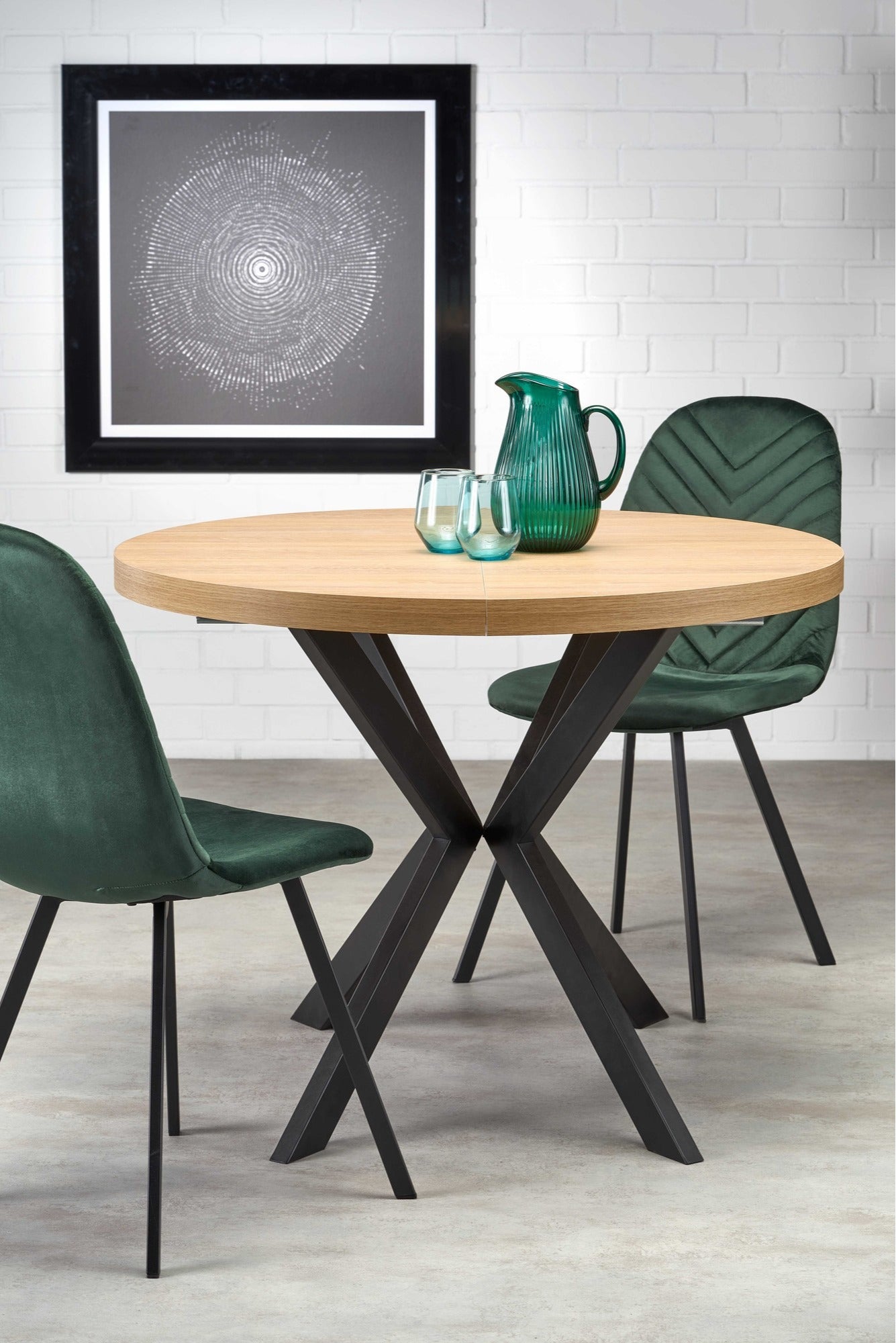 Kitchen Table Dallas | size: Length: 100cm, Width: 250cm, Height: 75cm, Diameter: 100cm | color: Black/Oak | image: 2 | variant: 1003232