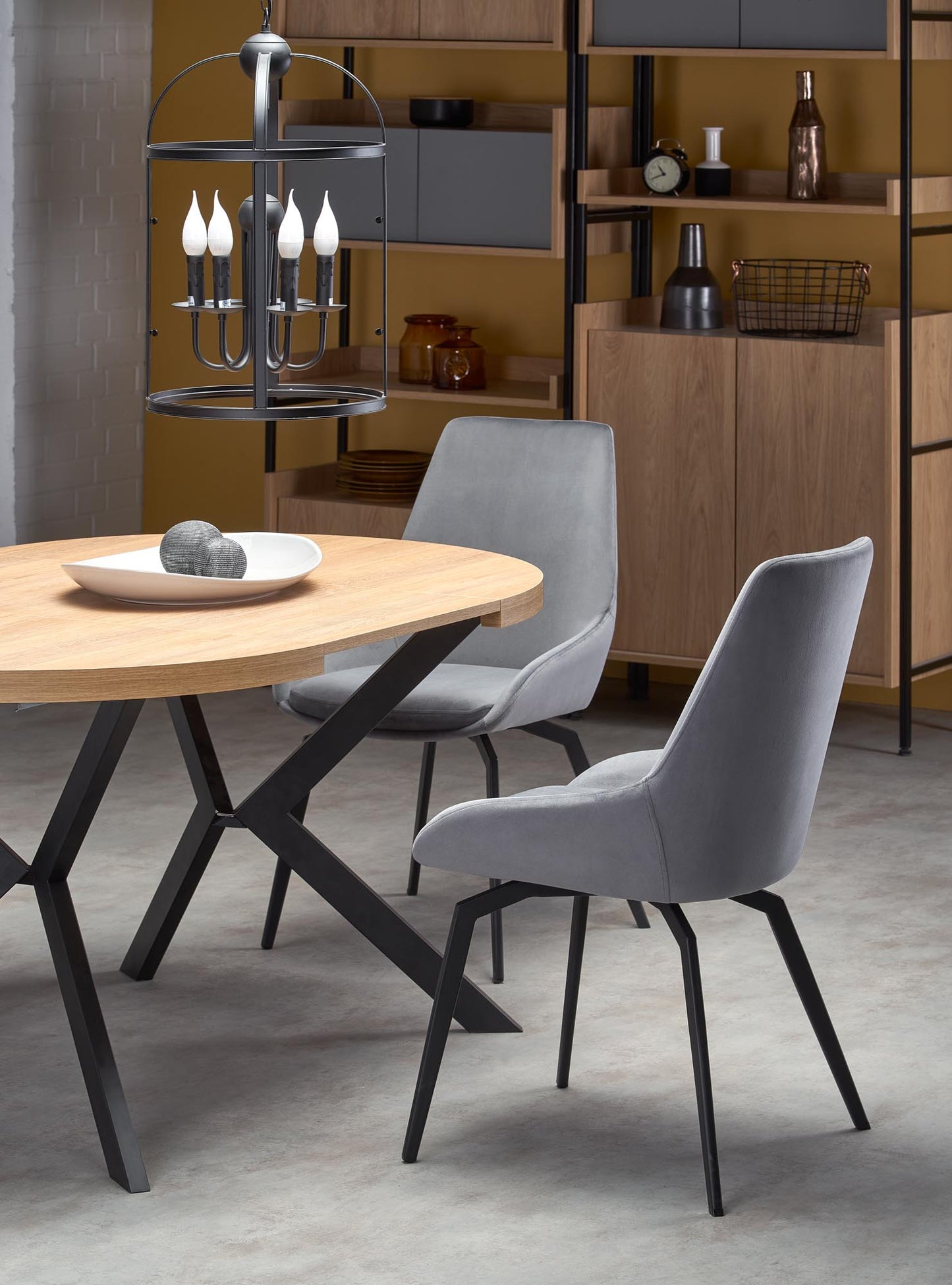 Kitchen Table Dallas | size: Length: 100cm, Width: 250cm, Height: 75cm, Diameter: 100cm | color: Black/Oak | image: 4 | variant: 1003232