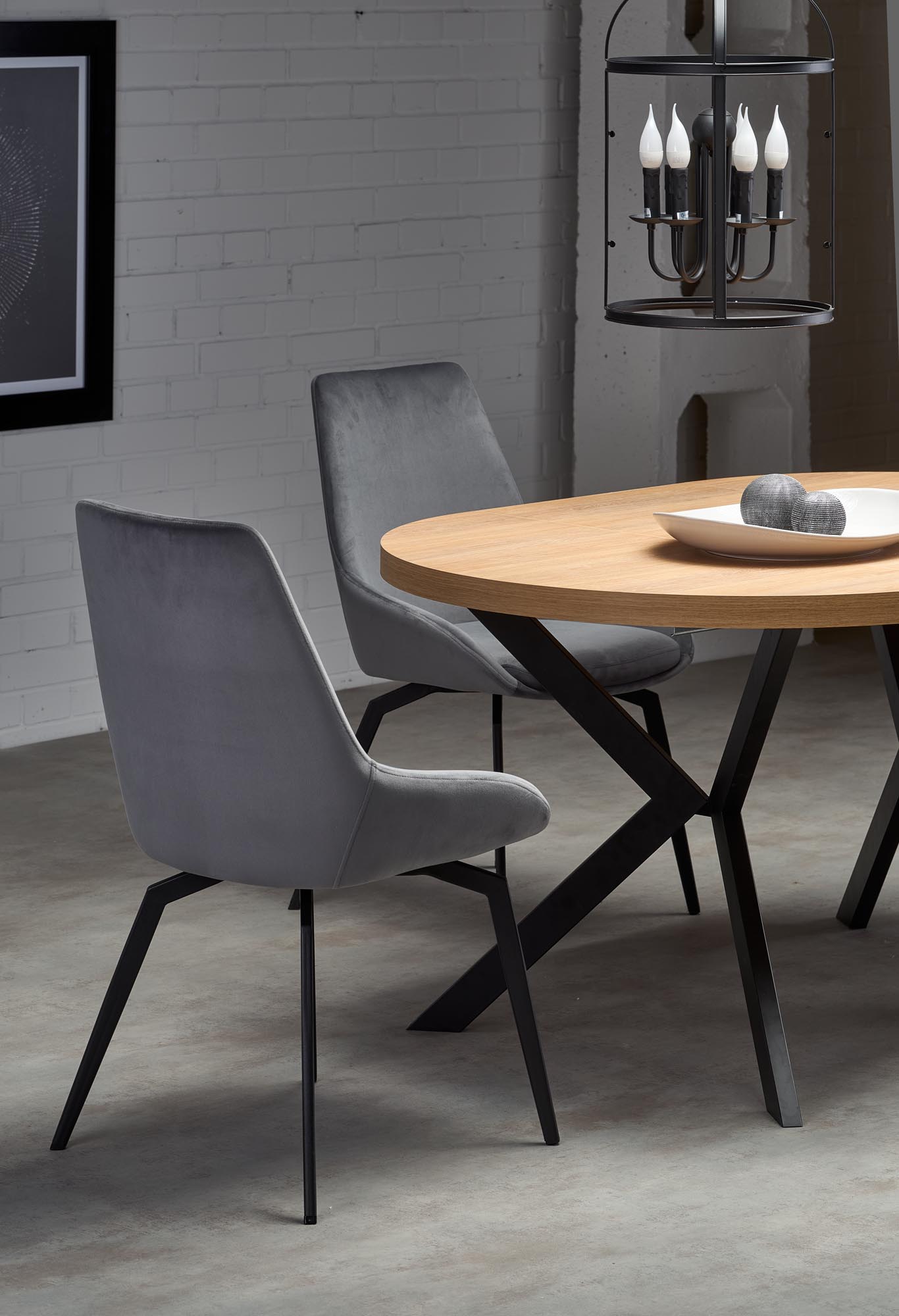 Kitchen Table Dallas | size: Length: 100cm, Width: 250cm, Height: 75cm, Diameter: 100cm | color: Black/Oak | image: 5 | variant: 1003232