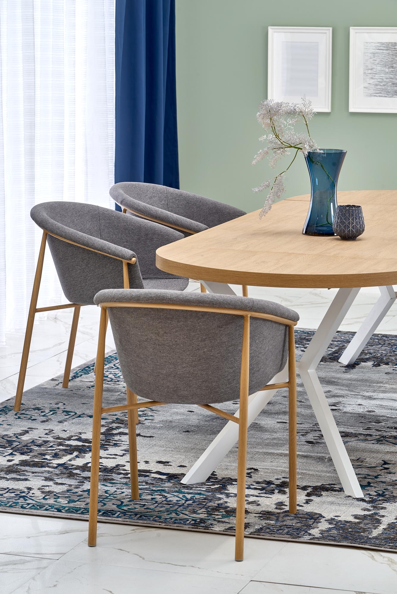 Kitchen Table Dallas | size: Length: 100cm, Width: 250cm, Height: 75cm, Diameter: 100cm | color: White/Oak | image: 4 | variant: 1003233