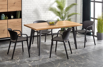 Kitchen Table Dickson 2 | size: Length: 88cm, Width: 210cm, Height: 76cm | color: Black/Oak | image: 1 | variant: 1013013