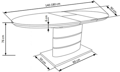 Kitchen Table East Baltimore | size: Length: 90cm, Width: 180cm, Height: 76cm | color: White | image: 4 | variant: 1006858