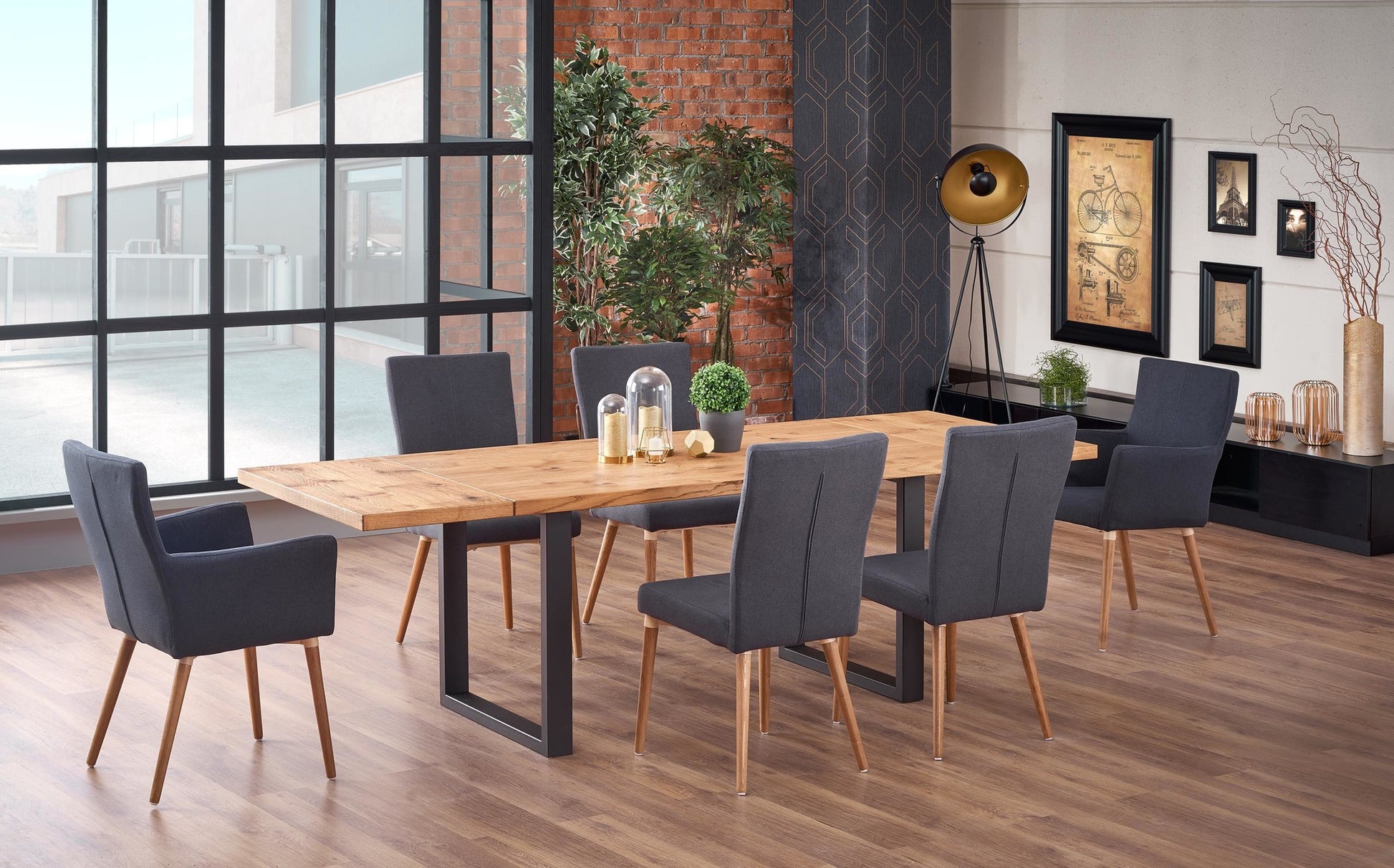 Kitchen Table East Calcutta | size: Length: 90cm, Width: 250cm, Height: 76cm | color: Black/Oak | image: 4 | variant: 1006869