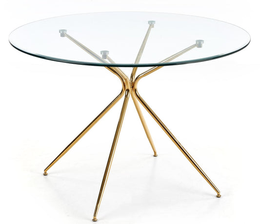 Kitchen Table East Chertsey | size: Length: 110cm, Width: 110cm, Height: 74cm, Diameter: 110cm | color: Transparent/Gold | image: 1 | variant: 1006792