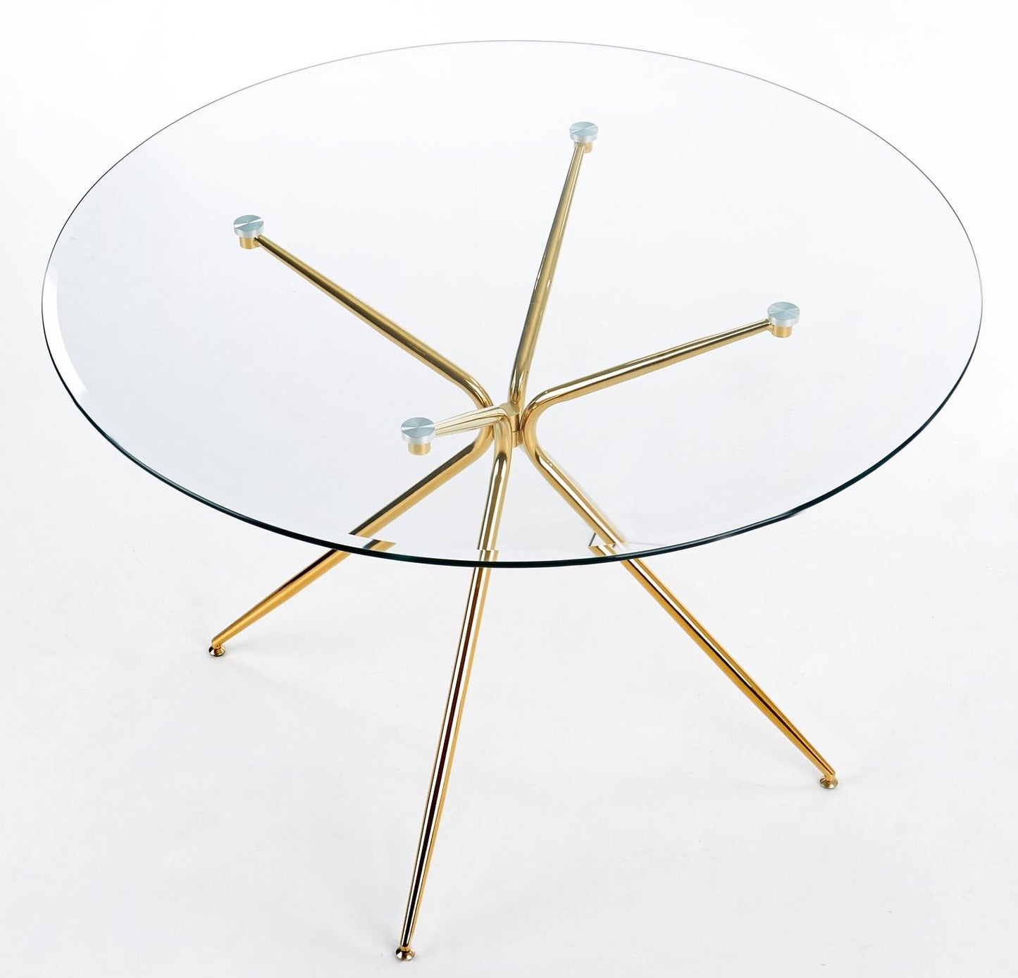 Kitchen Table East Chertsey | size: Length: 110cm, Width: 110cm, Height: 74cm, Diameter: 110cm | color: Transparent/Gold | image: 7 | variant: 1006792