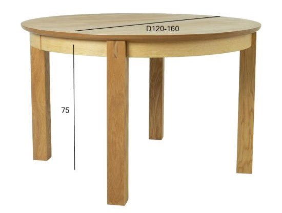 Kitchen Table East Daventry | size: Length: 120cm, Width: 160cm, Height: 75cm, Diameter: 120cm | color: Oak | image: 4 | variant: 1005085