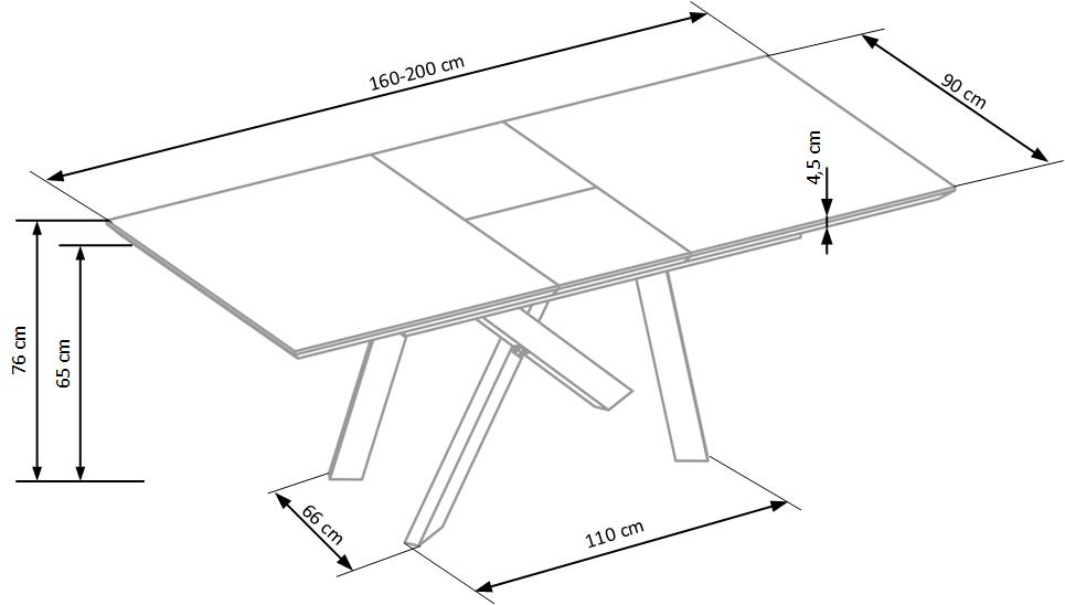 Kitchen Table East Doha | size: Length: 90cm, Width: 200cm, Height: 76cm | color: Black/Oak | image: 8 | variant: 1006854