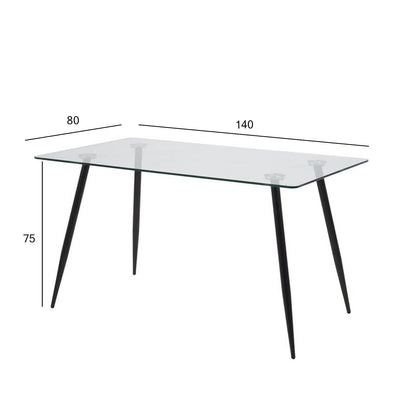 Kitchen Table East Ferndale | size: Length: 80cm, Width: 140cm, Height: 75cm | color: Transparent | image: 1 | variant: 1006495