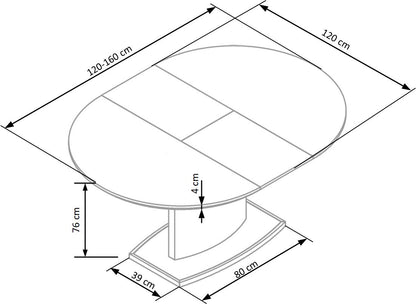 Kitchen Table East Hyderabad | size: Length: 120cm, Width: 160cm, Height: 76cm, Diameter: 120cm | color: White | image: 8 | variant: 1006870