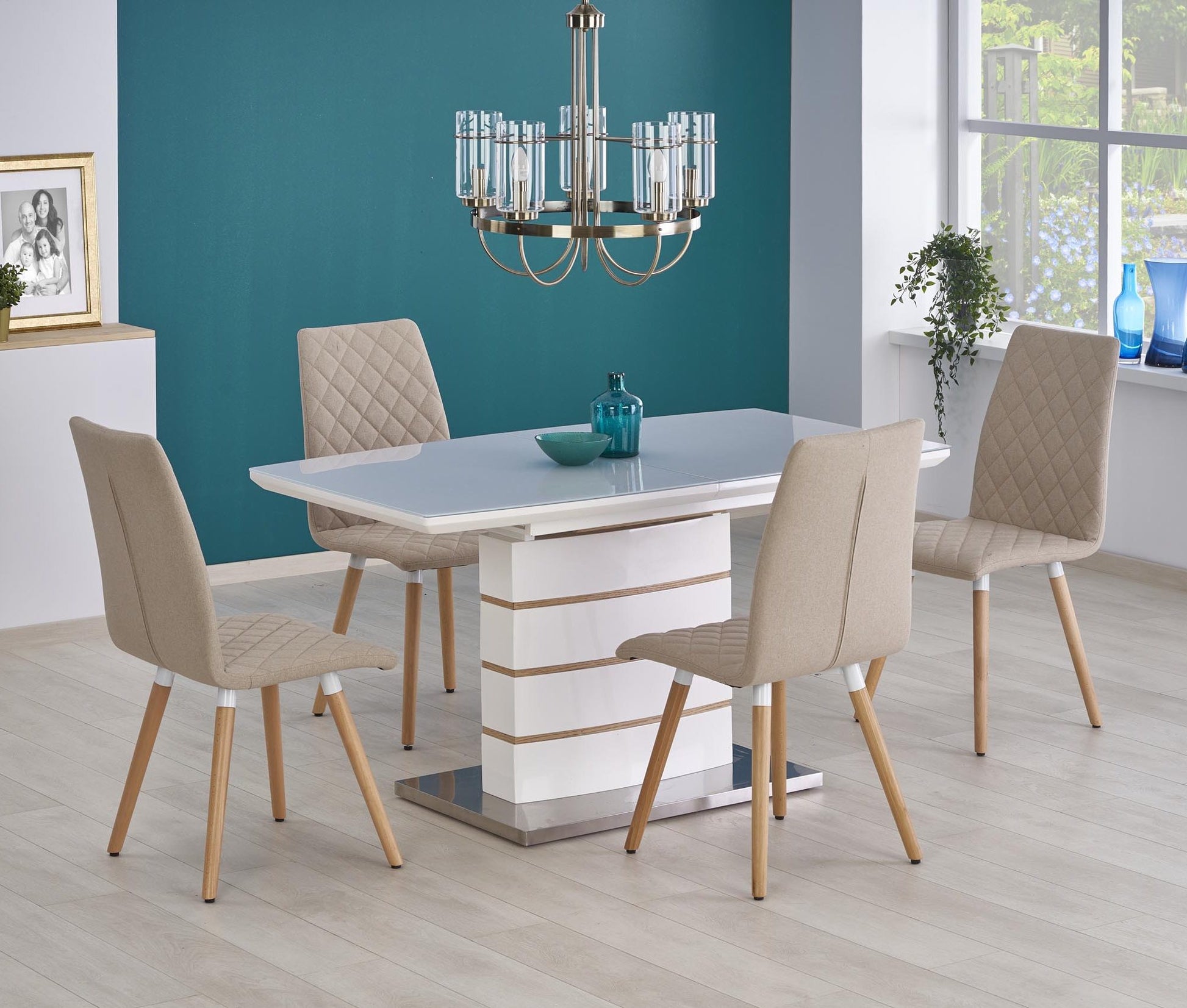 Kitchen Table East Medina | size: Length: 80cm, Width: 180cm, Height: 76cm | color: White/Oak | image: 3 | variant: 1006856