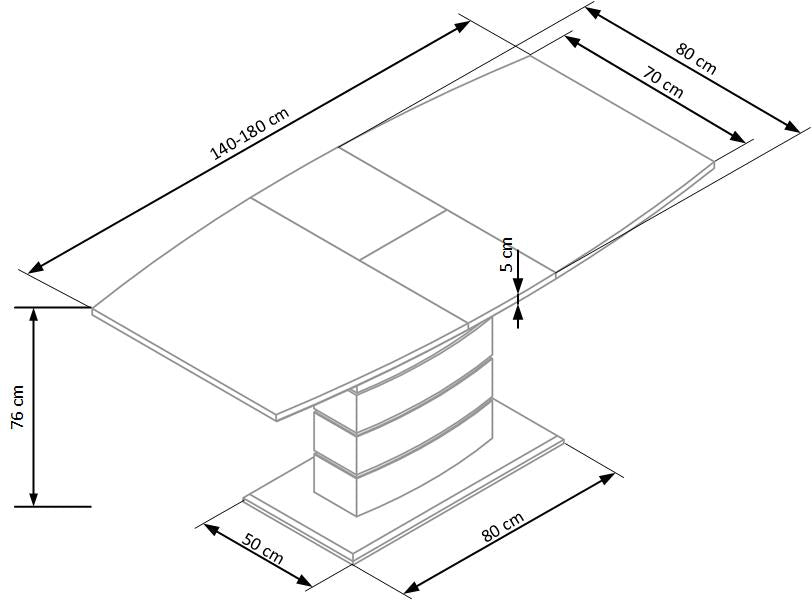 Kitchen Table East Medina | size: Length: 80cm, Width: 180cm, Height: 76cm | color: White/Oak | image: 9 | variant: 1006856