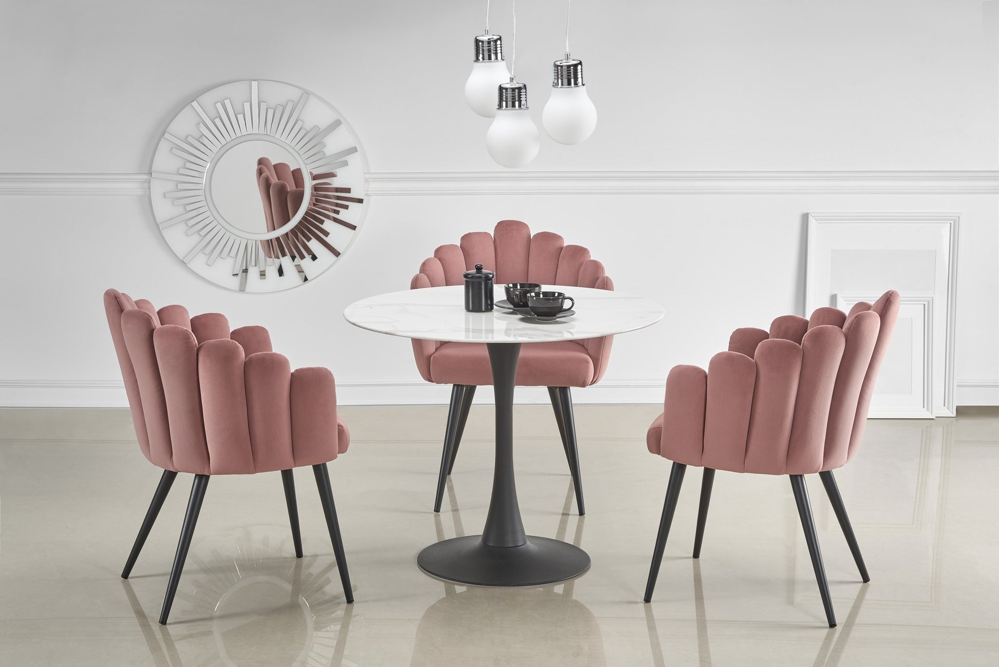 Kitchen Table East New Orleans | size: Length: 90cm, Width: 90cm, Height: 72cm, Diameter: 90cm | color: White/Marble/Black | image: 2 | variant: 1006797