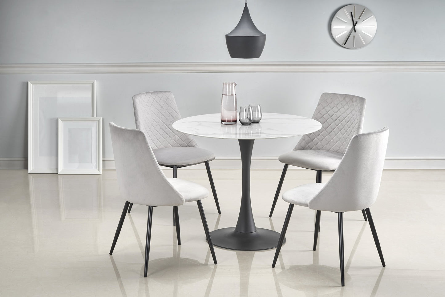 Kitchen Table East New Orleans | size: Length: 90cm, Width: 90cm, Height: 72cm, Diameter: 90cm | color: White/Marble/Black | image: 4 | variant: 1006797