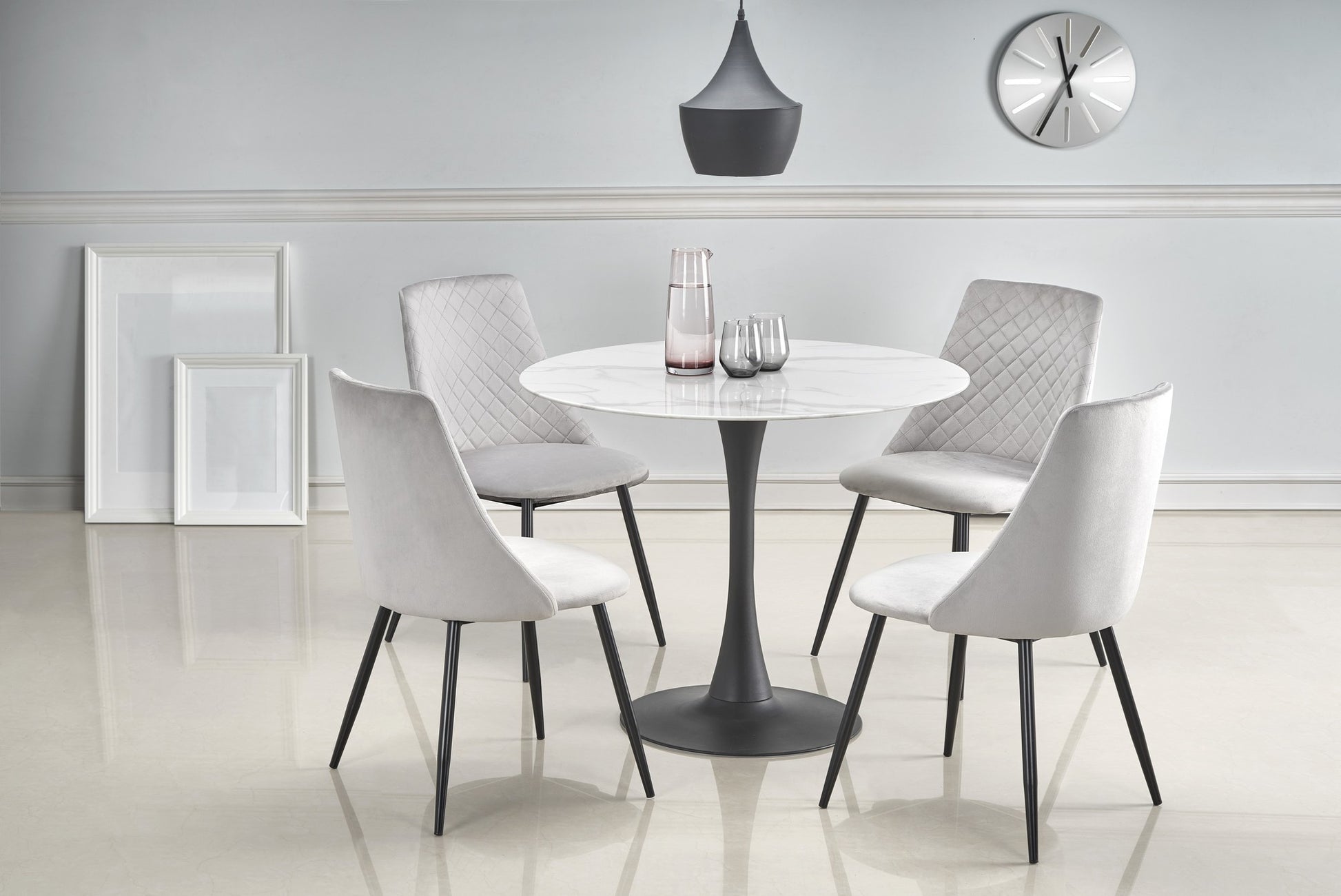 Kitchen Table East New Orleans | size: Length: 90cm, Width: 90cm, Height: 72cm, Diameter: 90cm | color: White/Marble/Black | image: 4 | variant: 1006797