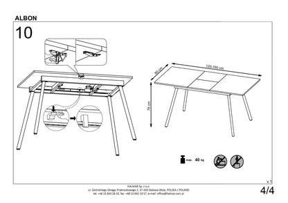 Kitchen Table East Ottawa | size: Length: 80cm, Width: 160cm, Height: 76cm | color: Oak/Grey | image: 10 | variant: 1006801