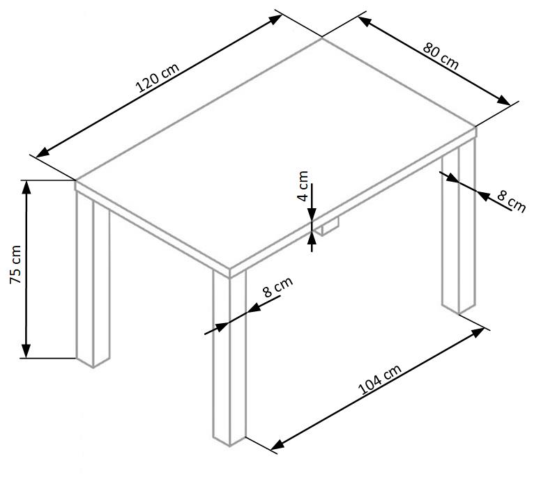 Kitchen Table East Paris | size: Length: 80cm, Width: 120cm, Height: 75cm | color: White | image: 6 | variant: 1006802