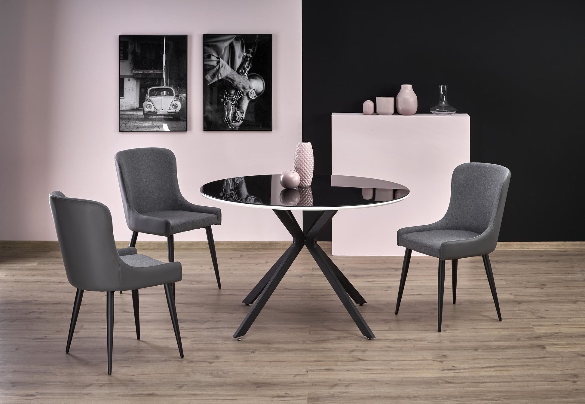Kitchen Table East Portland | size: Length: 120cm, Width: 120cm, Height: 76cm, Diameter: 120cm | color: White/Black | image: 7 | variant: 1006806