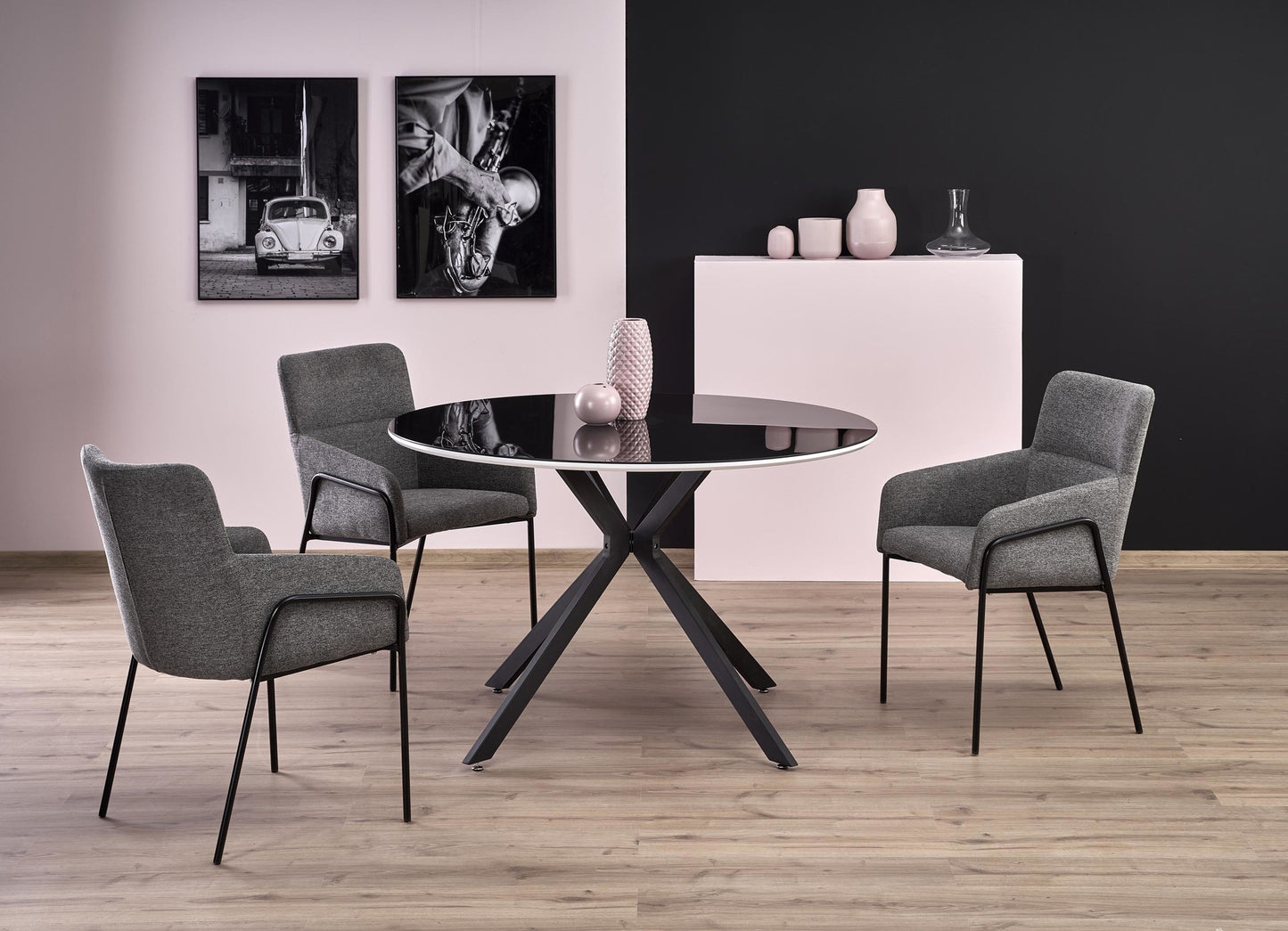 Kitchen Table East Portland | size: Length: 120cm, Width: 120cm, Height: 76cm, Diameter: 120cm | color: White/Black | image: 8 | variant: 1006806