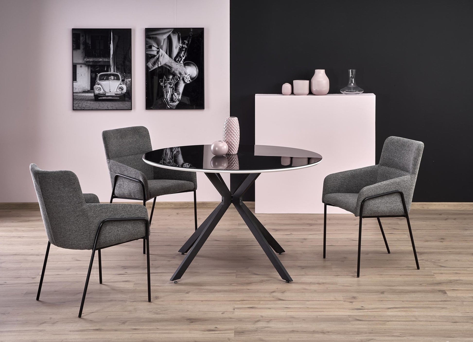 Kitchen Table East Portland | size: Length: 120cm, Width: 120cm, Height: 76cm, Diameter: 120cm | color: White/Black | image: 8 | variant: 1006806