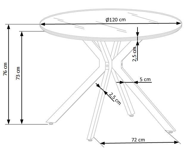 Kitchen Table East Portland | size: Length: 120cm, Width: 120cm, Height: 76cm, Diameter: 120cm | color: White/Black | image: 9 | variant: 1006806