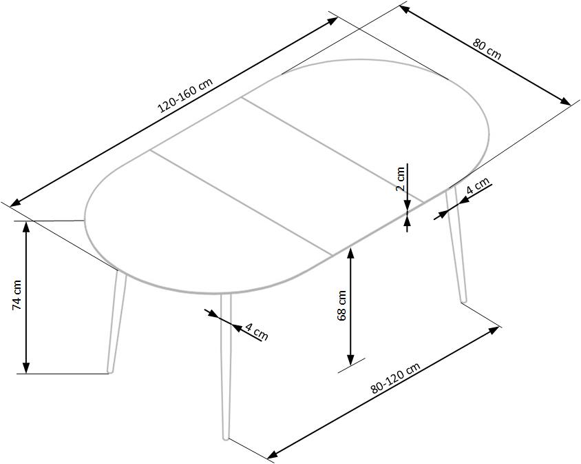 Kitchen Table East Quebec | size: Length: 80cm, Width: 160cm, Height: 74cm | color: Black/Oak | image: 9 | variant: 1006807
