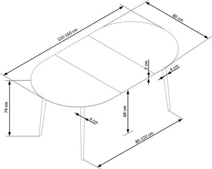 Kitchen Table East Quebec | size: Length: 80cm, Width: 160cm, Height: 74cm | color: Black/Oak | image: 9 | variant: 1006807