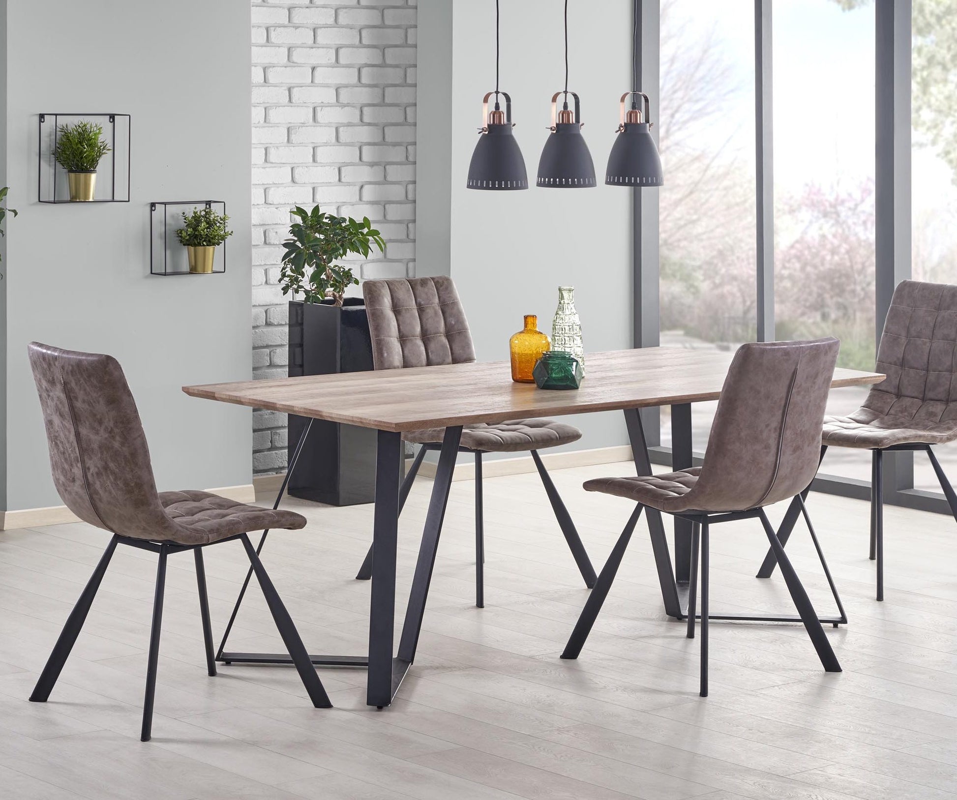 Kitchen Table East Salt Lake | size: Length: 90cm, Width: 180cm, Height: 76cm | color: Black/Walnut | image: 2 | variant: 1006813