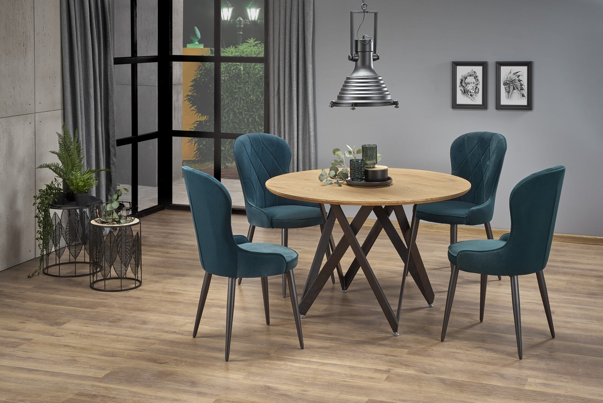 Kitchen Table East Seattle | size: Length: 120cm, Width: 120cm, Height: 75cm, Diameter: 120cm | color: Black/Oak | image: 4 | variant: 1006817