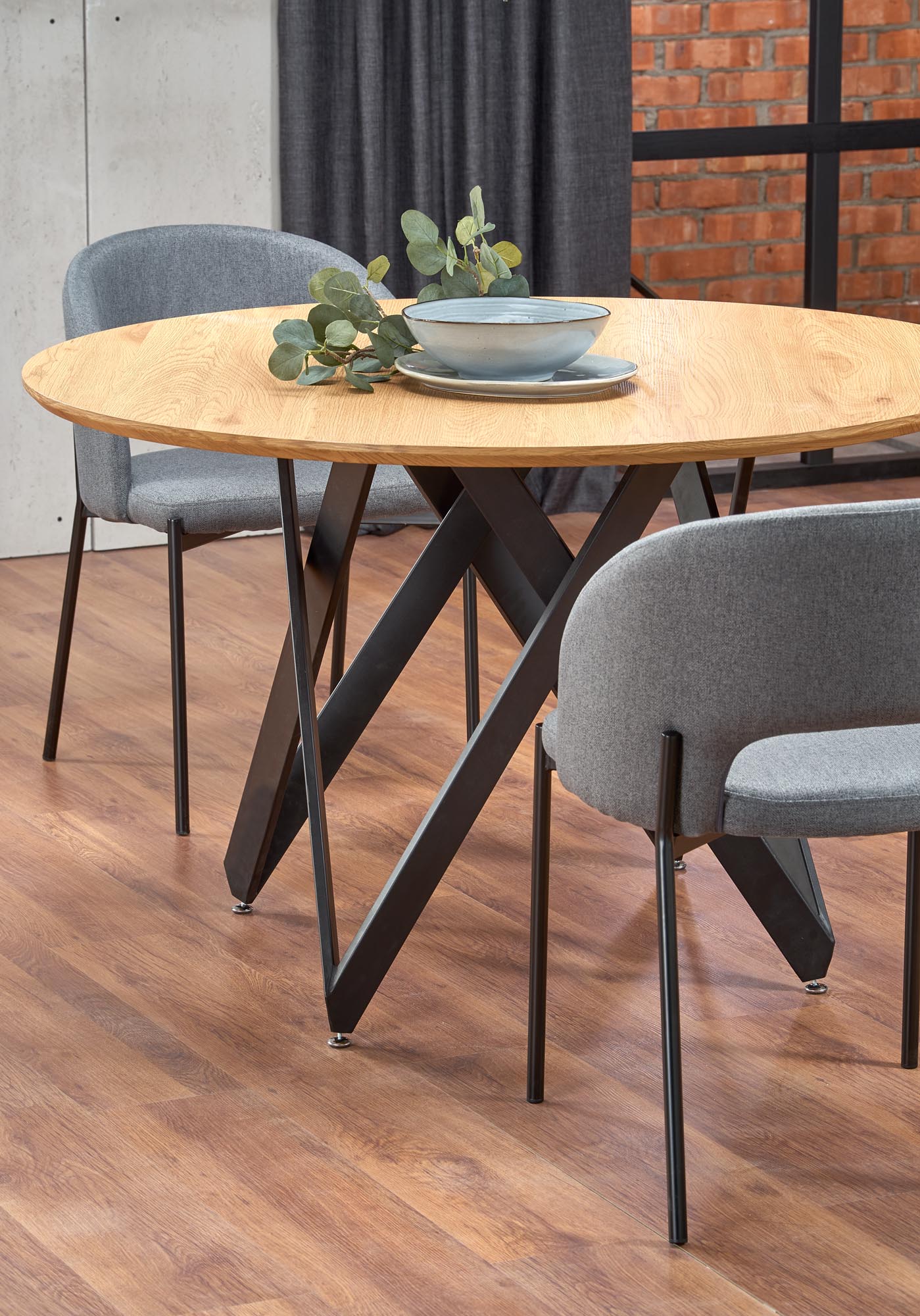 Kitchen Table East Seattle | size: Length: 120cm, Width: 120cm, Height: 75cm, Diameter: 120cm | color: Black/Oak | image: 5 | variant: 1006817