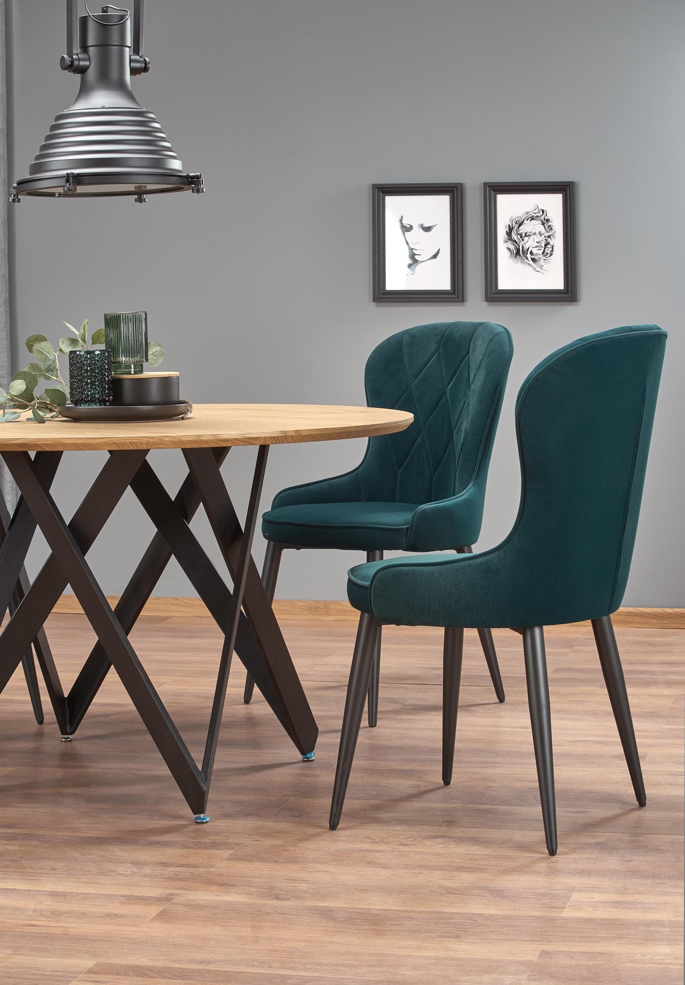 Kitchen Table East Seattle | size: Length: 120cm, Width: 120cm, Height: 75cm, Diameter: 120cm | color: Black/Oak | image: 6 | variant: 1006817
