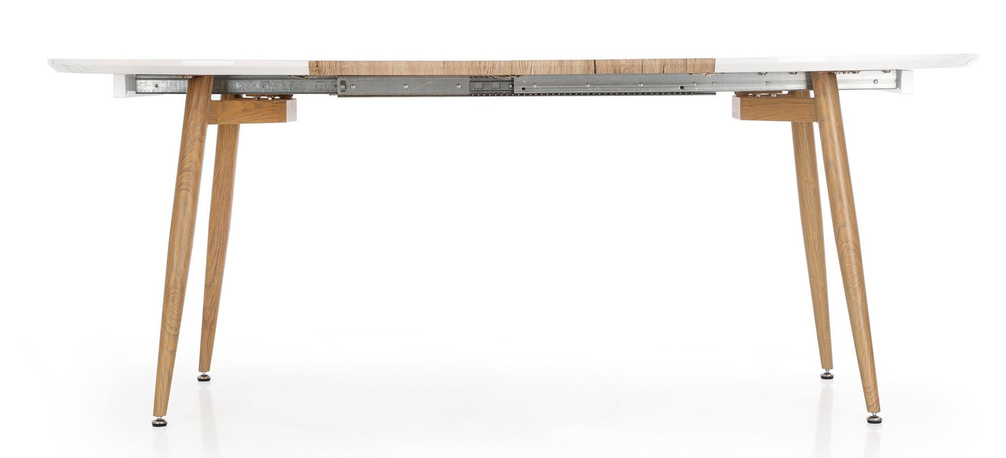 Kitchen Table East Shanghai | size: Length: 90cm, Width: 200cm, Height: 76cm | color: White/Oak | image: 4 | variant: 1006822