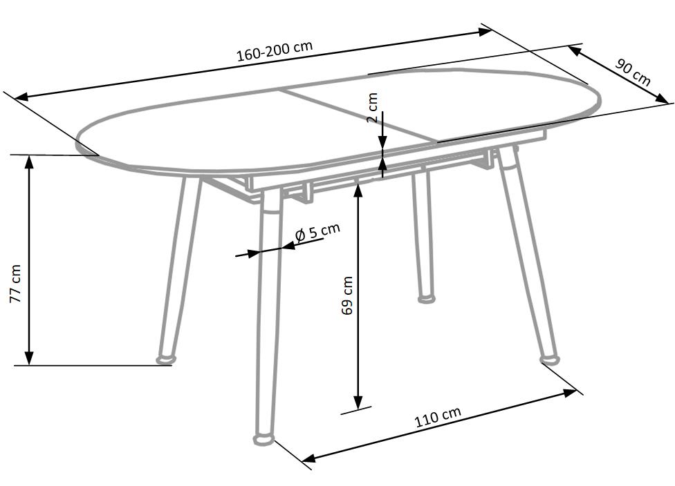 Kitchen Table East Shanghai | size: Length: 90cm, Width: 200cm, Height: 76cm | color: White/Oak | image: 9 | variant: 1006822