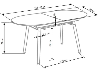 Kitchen Table East Shanghai | size: Length: 90cm, Width: 200cm, Height: 76cm | color: White/Oak | image: 9 | variant: 1006822