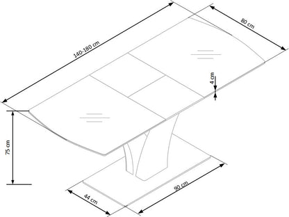 Kitchen Table East St Louis | size: Length: 80cm, Width: 180cm, Height: 75cm | color: White | image: 9 | variant: 1006862