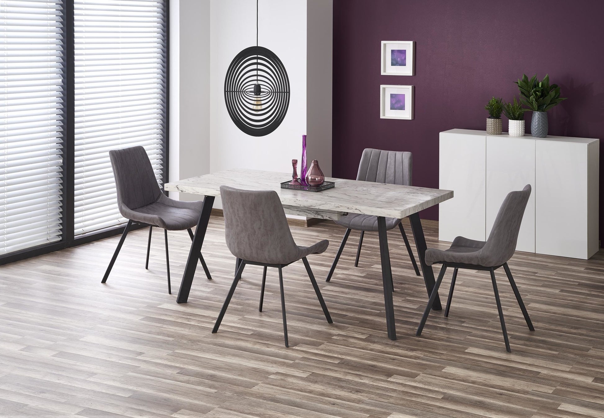 Kitchen Table East Tel Aviv | size: Length: 90cm, Width: 220cm, Height: 76cm | color: White/Marble/Black | image: 2 | variant: 1006828