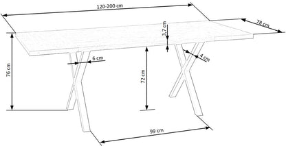 Kitchen Table East Washington | size: Length: 78cm, Width: 120cm, Height: 76cm | color: Black/Oak | image: 6 | variant: 1006834