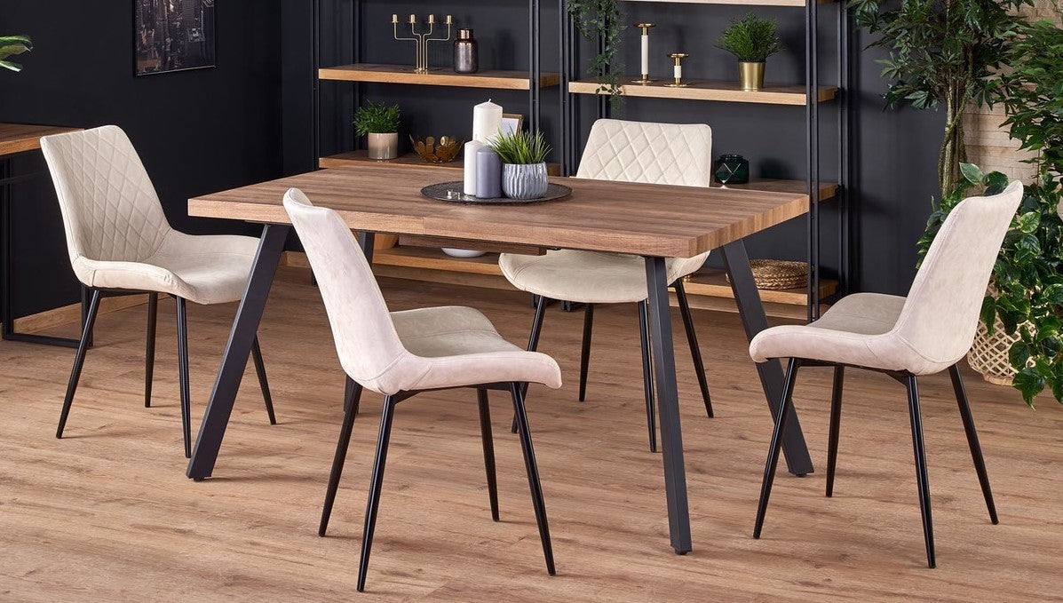 Kitchen Table East Woodbridge | size: Length: 90cm, Width: 220cm, Height: 76cm | color: Black/Walnut | image: 1 | variant: 1007394