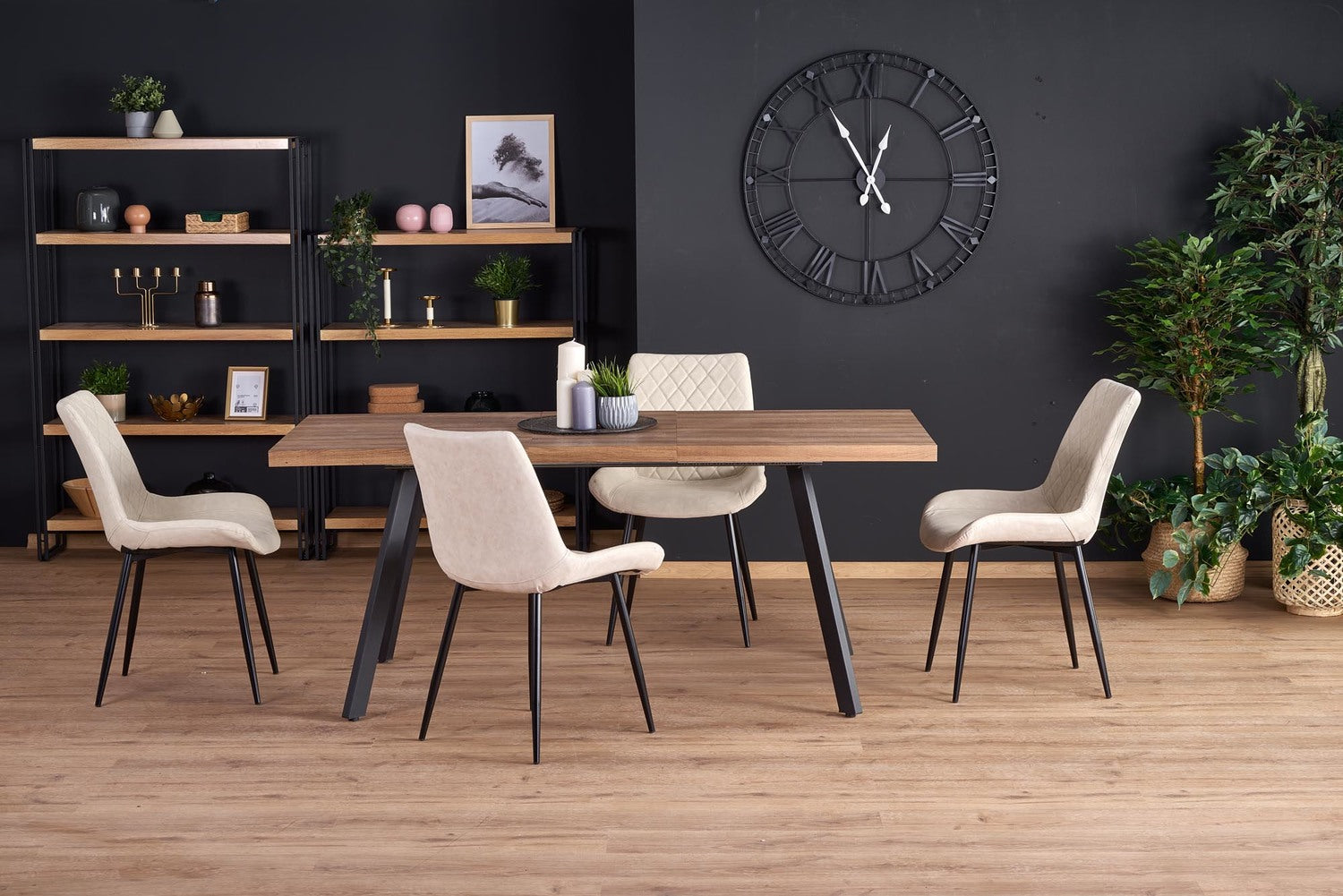 Kitchen Table East Woodbridge | size: Length: 90cm, Width: 220cm, Height: 76cm | color: Black/Walnut | image: 2 | variant: 1007394