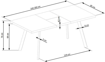 Kitchen Table East Woodbridge | size: Length: 90cm, Width: 220cm, Height: 76cm | color: Black/Walnut | image: 3 | variant: 1007394