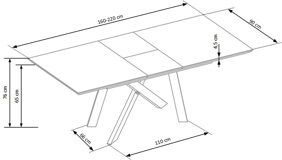 Kitchen Table East Yokohama | size: Length: 90cm, Width: 200cm, Height: 76cm | color: Black/Oak | image: 9 | variant: 1006840