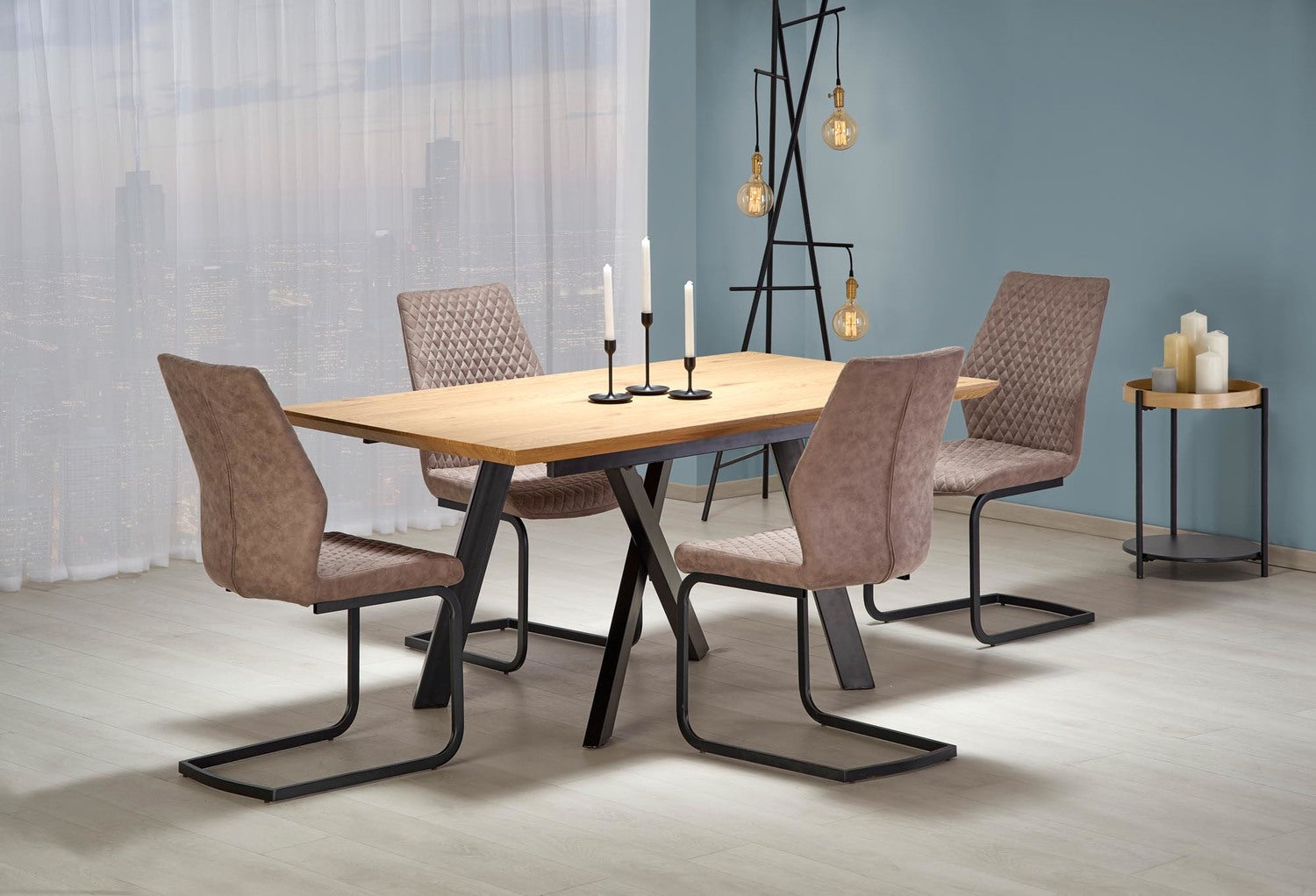 Kitchen Table East Yokohama | size: Length: 90cm, Width: 240cm, Height: 76cm | color: Black/Oak | image: 1 | variant: 1007396