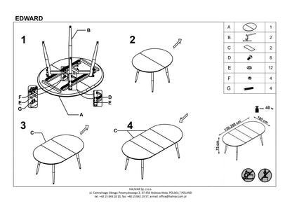 Kitchen Table Edward | size: Length: 100cm, Width: 200cm, Height: 75cm | color: White | image: 10 | variant: 1006447